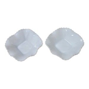 Vintage White Diamond Square Cut Milk Glass 6.5” Candy Dishes